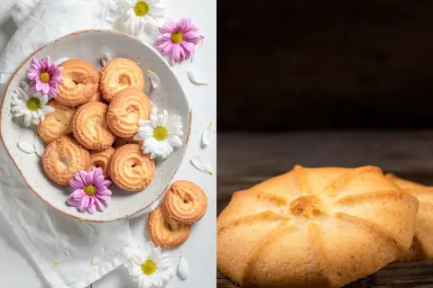 Biscotti viennesi ricetta originale: dolci friabili e profumati, decorati con fiori freschi.