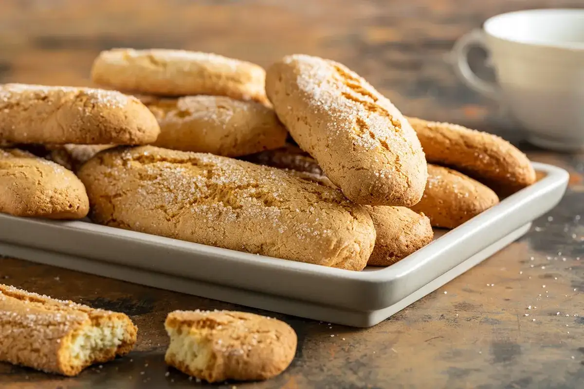 Biscotti morbidissimi in 5 minuti ricetta: dolcetti dorati cosparsi di zucchero, pronti per essere gustati.